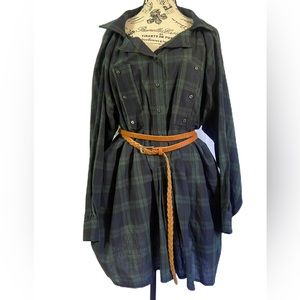 Vintage Plaid Shirt Dress with Belts 🦚